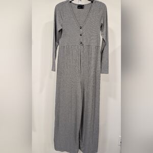 ASOS Maternity Gray Ribbed Long-Sleeve Jumpsuit